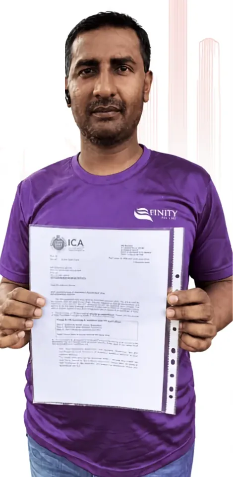 Immigration Express client holding an ICA letter