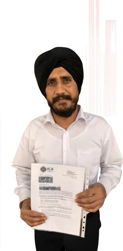 Immigration Express client holding an ICA letter
