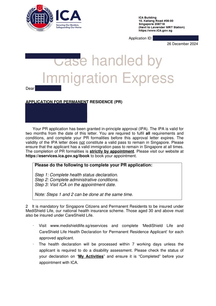 Redacted ICA letter: Family of four, Dec 2024